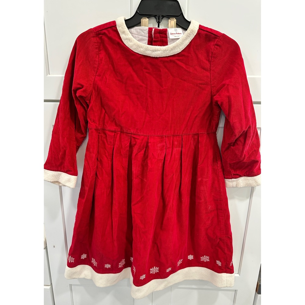 Hanna Andersson Corduroy Dress Christmas Holiday Snowflake Trim Girls Size 130 8